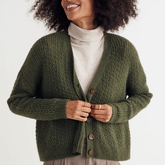 Madewell Sweaters - Madewell Mayfair Sweater Cardigan in Hthr Pine